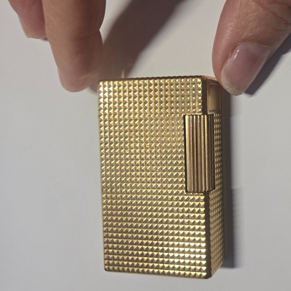 S.T. Dupont vintage lighter with the signature diamond pattern